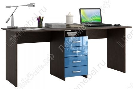 Компьютерный стол Тандем-2 глянец венге / синий 