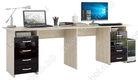 Компьютерный стол Тандем-3 глянец дуб сонома / черный 