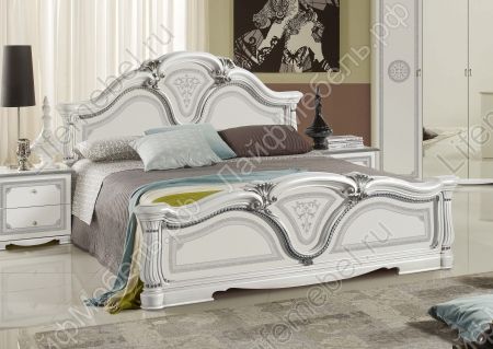 Каркасная кровать Гретта Г50 белая с серебром 