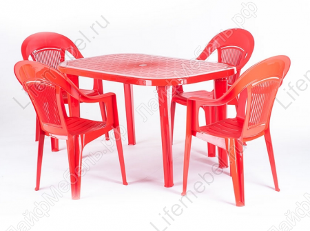 Пластиковый стол Принц красный 