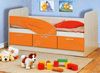Детская кровать Дельфин 80 х 180 см дуб линдберг / оранжевый металлик 