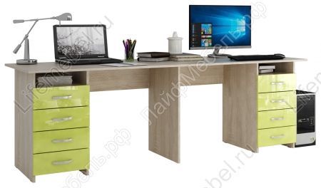 Компьютерный стол Тандем-3 глянец дуб сонома / лайм 