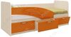 Детская кровать Дельфин 80 х 180 см дуб линдберг / оранжевый металлик 