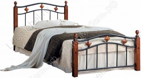 Каркасная кровать Carol-126 90х200 single bed коричневая / черная 