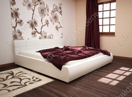 Каркасная кровать Афродита 180 х 200 см с ПМ эко кожа белая 
