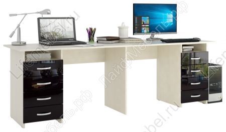 Компьютерный стол Тандем-3 глянец дуб молочный / черный 