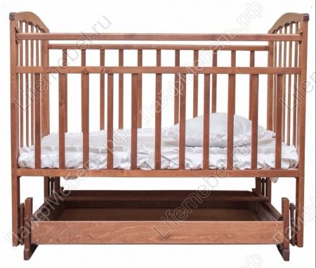 Детская кровать Золушка-4 52103 с маятником поперечного качания и ящиком вишня 