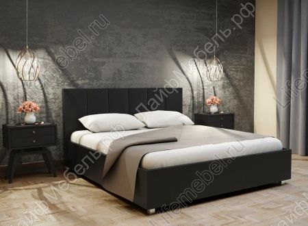 Каркасная кровать Афродита-3 140 х 200 см с ПМ эко кожа черная 