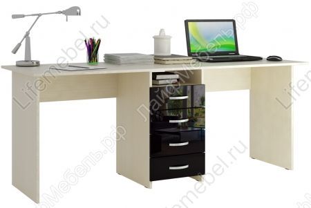Компьютерный стол Тандем-2 глянец дуб молочный / черный 