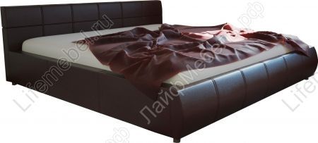 Каркасная кровать Афродита 160 х 200 см с ПМ эко кожа коричневая 