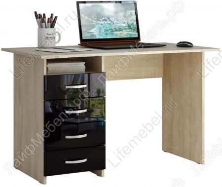 Компьютерный стол Милан левый / правый глянец дуб сонома / черный 