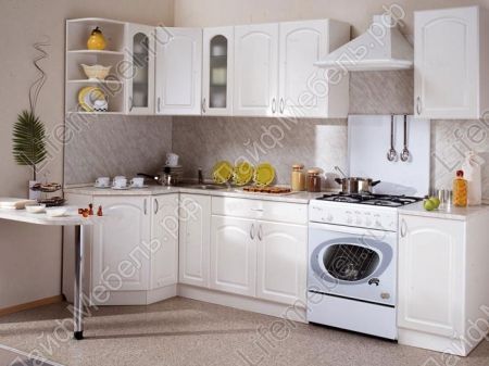 Кухонный гарнитур Трапеза Классика угловая 1200 мм х 2100 мм левая белый глянец 