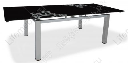 Обеденный стол Орхис black / хром с цветком 