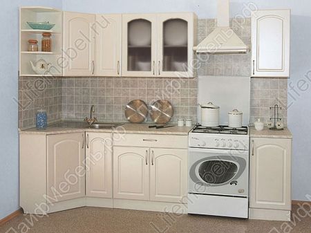 Кухонный гарнитур Трапеза Классика угловая 900 мм x 2100 мм левая ясень шимо 